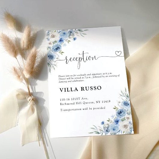 Dusty Blue Ivory Wedding Reception Enclosure Card Begleitkarte