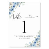 Dusty Blue Ivory Wedding Tischnummern (Vorderseite)
