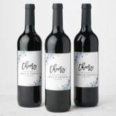 Dusty Blue Ivory Wedding Wine Label Weinetikett (Flaschen)