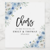 Dusty Blue Ivory Wedding Wine Label Weinetikett (Einzelnes Label)