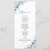 Dusty Blue Ivory Wedding Zeremony Menu Menükarte (Vorderseite)