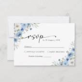 Dusty Blue Ivory Wedding Zeremony RSVP Card Karte (Vorderseite)