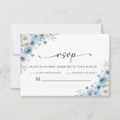 Dusty Blue Ivory Wedding Zeremony RSVP Card Karte (Vorderseite)