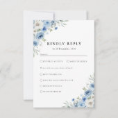 Dusty Blue Ivory Wedding Zeremony RSVP Card Karte (Vorderseite)