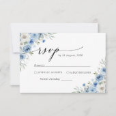Dusty Blue Ivory Wedding Zeremony RSVP Card Karte (Vorderseite)