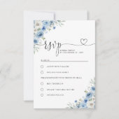 Dusty Blue Ivory Wedding Zeremony RSVP Card Karte (Vorderseite)