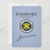 Dusty Blue Jamaica Passport Hochzeit Einladung (Rückseite)