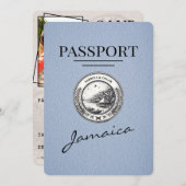 Dusty Blue Jamaica Passport Save the Date (Vorne/Hinten)