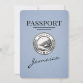 Dusty Blue Jamaica Passport Save the Date (Vorderseite)