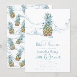 Dusty Blue Juicy Pineaple Summer Brautparty Einladung