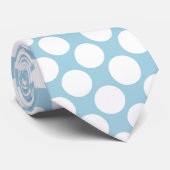 Dusty Blue Jumbo Polka Dots Custom Necktie Krawatte (Gerollt)