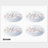 Dusty Blue Kalligraphie jubelt rustikale Blüten Ovaler Aufkleber (Blatt)