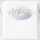 Dusty Blue Kalligraphie jubelt rustikale Blüten Ovaler Aufkleber (Tasche)