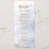 Dusty Blue Kalligraphie rustikale Blumenkarte Menükarte (Vorderseite)