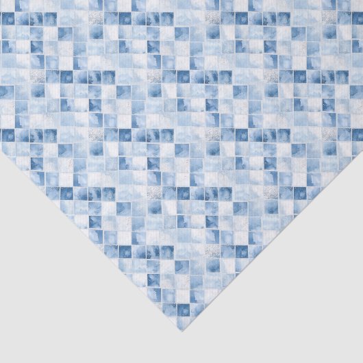 Dusty Blue Karo Pattern Holiday Seidenpapier (Ausschnitt)