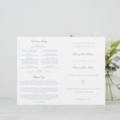 Dusty Blue Katholic Wedding Mass Zeremony Program (Stehend Vorderseite)