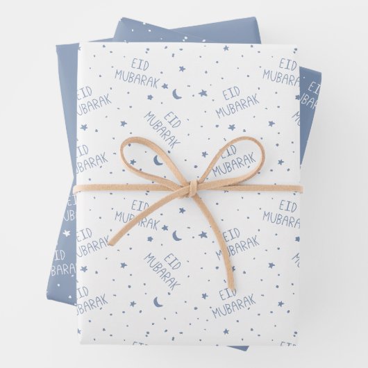 Dusty Blue Kids Eid Mubarak Geschenkpapier Set (Beispiel)