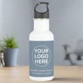 Dusty Blue l Beruflich Business Logo & Text Edelstahlflasche