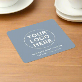 Dusty Blue l Beruflich Business Logo & Text Rechteckiger Pappuntersetzer