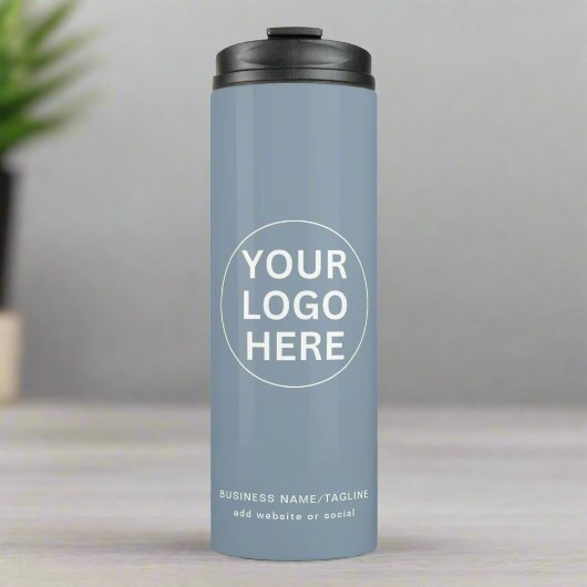 Dusty Blue l Promotionlogo & Text Thermosbecher