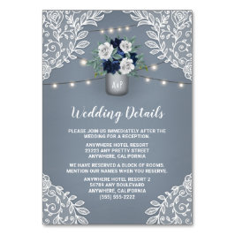 Dusty Blue Lace Mason Jar Wedding Karten