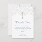 Dusty Blue Lace | Taufe Dankeschön Karte (Vorderseite)