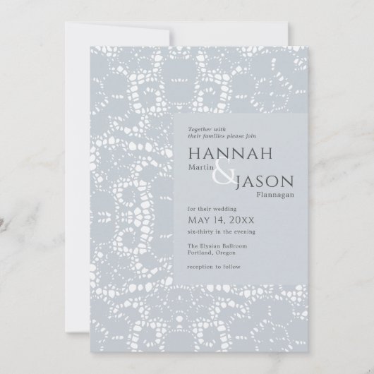 Dusty Blue Lace Wedding Einladung (Vorderseite)