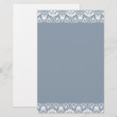 Dusty. Blue Lacy Damask Border Briefpapier (Vorne/Hinten)