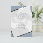 Dusty Blue Lässig Minimalistisch Modern Geometric RSVP Karte (Stehend Vorderseite)
