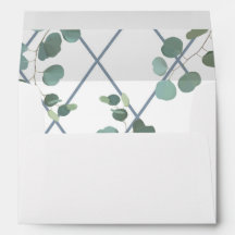 Dusty Blue Lattice und Greenery Lined Umschlag