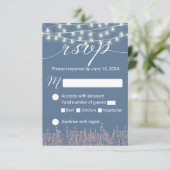 Dusty Blue Lavender Floral Rustic Wedding RSVP (Stehend Vorderseite)