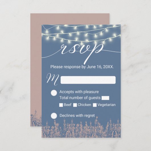 Dusty Blue Lavender Floral Rustic Wedding RSVP (Vorne/Hinten)