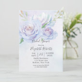 Dusty Blue Lavender Peony Brautparty Einladung (Stehend Vorderseite)