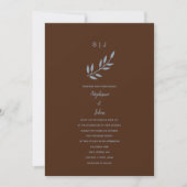 Dusty Blue Leaf Monogram Terracotta Wedding 2024 Einladung (Vorderseite)