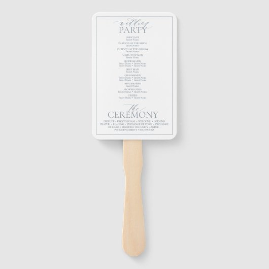 Dusty Blue Leafy Wappen Monogram Wedding Program Fächer (Rückseite)