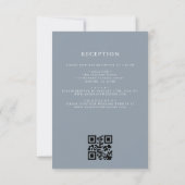 Dusty Blue Leafy Wappen Monogram Wedding QR Code Einladung (Rückseite)