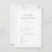Dusty Blue Leafy Wappen Monogram Wedding RSVP Card Karte (Rückseite)