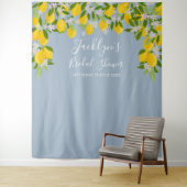 Dusty Blue Lemons Brautparty Foto Hintergrund Wandteppich (Beispiel)
