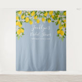 Dusty Blue Lemons Brautparty Foto Hintergrund Wandteppich (Vorderseite)