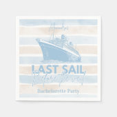 Dusty Blue Letztes Segel vor dem Schleier Bachelor Serviette (Vorderseite)