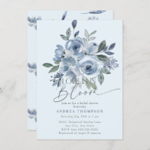 Dusty Blue Liebe in Bloom Bridal Dusche Einladunge