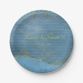 Dusty Blue Liebe Letter Pappteller (Vorderseite)