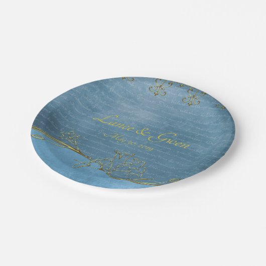 Dusty Blue Liebe Letter Pappteller (Schrägansicht)