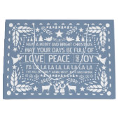 Dusty blue Liebe Peace Joy papel picado Weihnachte Große Geschenktüte (Vorderseite)