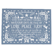 Dusty blue Liebe Peace Joy papel picado Weihnachte Große Geschenktüte (Rückseite)