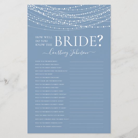 Dusty Blue Lights Brautparty (Vorderseite)