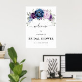Dusty Blue Lila Blooms Brautparty Willkommen Poster (Heimbüro)