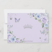 Dusty Blue Lila Floral Silver Quinceañera 16. Save The Date (Rückseite)
