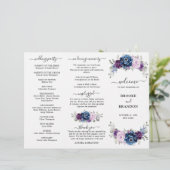Dusty Blue Lila Lilac Blooms Wedding Program (Stehend Vorderseite)