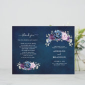 Dusty Blue Lila Lilac Blooms Wedding Program (Stehend Vorderseite)